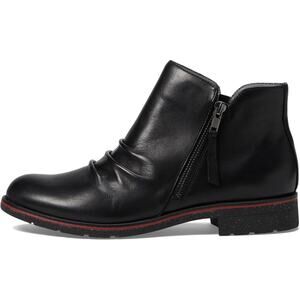 Aetrex Womens Mila Boots US 7 EU 37 Black Leather Ankle Block Heel NWOB